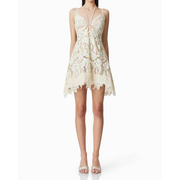 NEW ELLIATT kyla floral mini halter dress in white - Picture 1 of 5